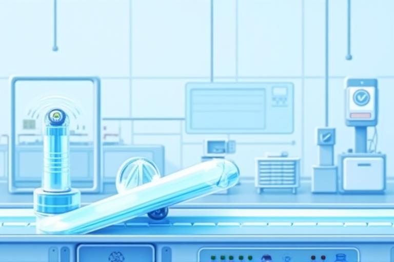 Manufacturing equipment illustration showing quality control process