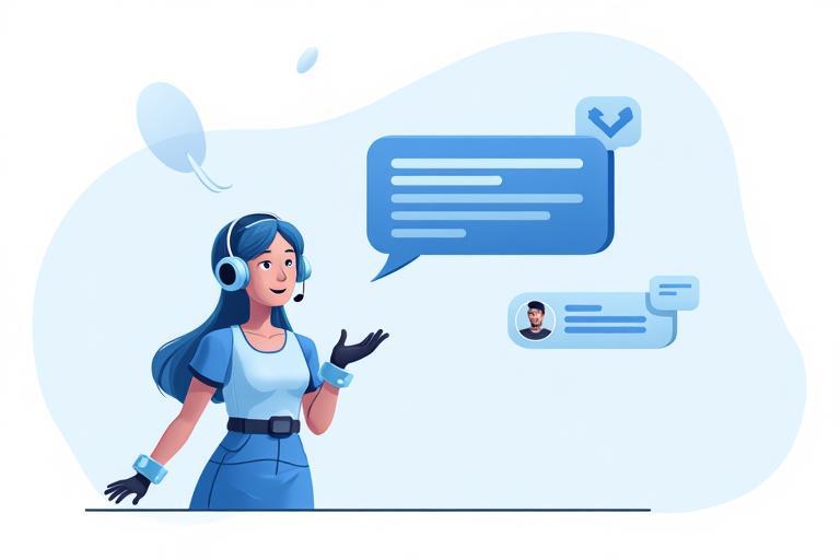 Chatbot illustration interacting with a customer