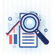 Analysis icon showing data being examined