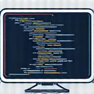 Development icon showing code being written